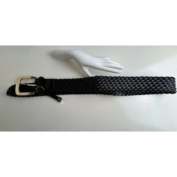 Michael Kors Black Braided Belt Gold Buckle Preppy luxurious Vintage Chic 47-20 Michael Kors Black Braided Belt Gold Buckle Preppy luxurious  main image 3
